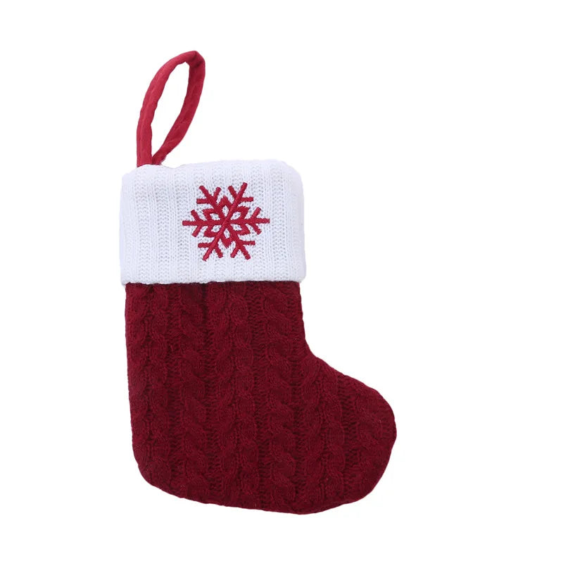Chaussette de Noël avec lettre, flocon, déco sapin
