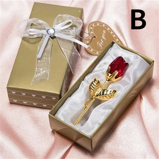 Rose en Cristal 6 Couleurs – Cadeau Amour & Déco Maison