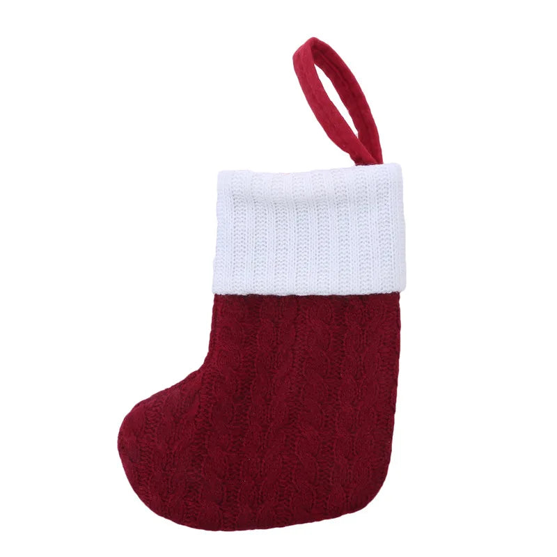Chaussette de Noël avec lettre, flocon, déco sapin
