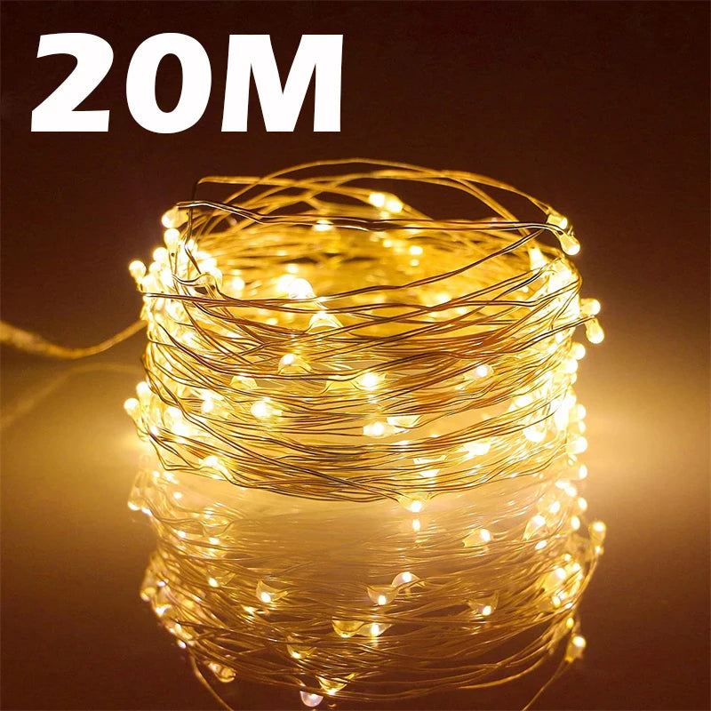 Guirlande lumineuse cuivre 20M – 200 LED féériques USB