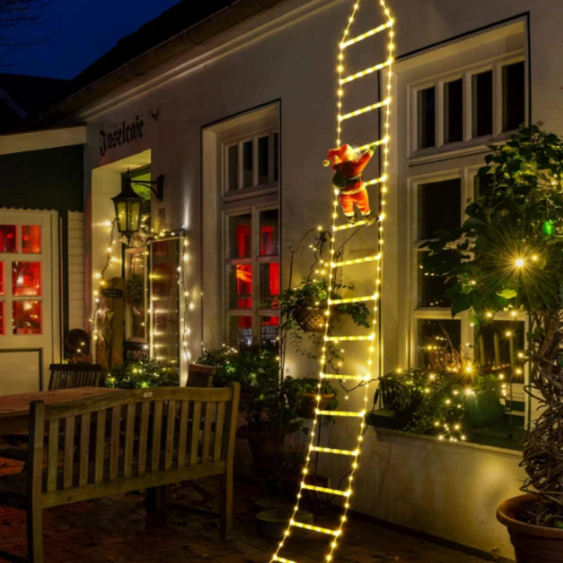 Père Noël LED grimpant – Échelle lumineuse 1,5/3 m