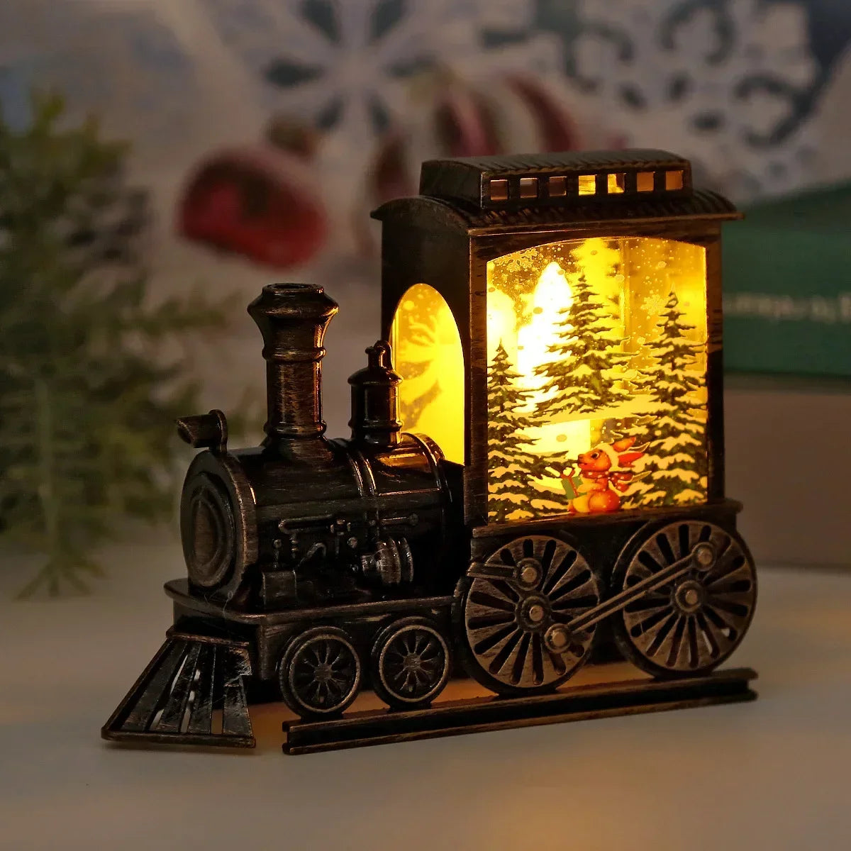 Lanterne de Noël Vintage LED en Forme de Train
