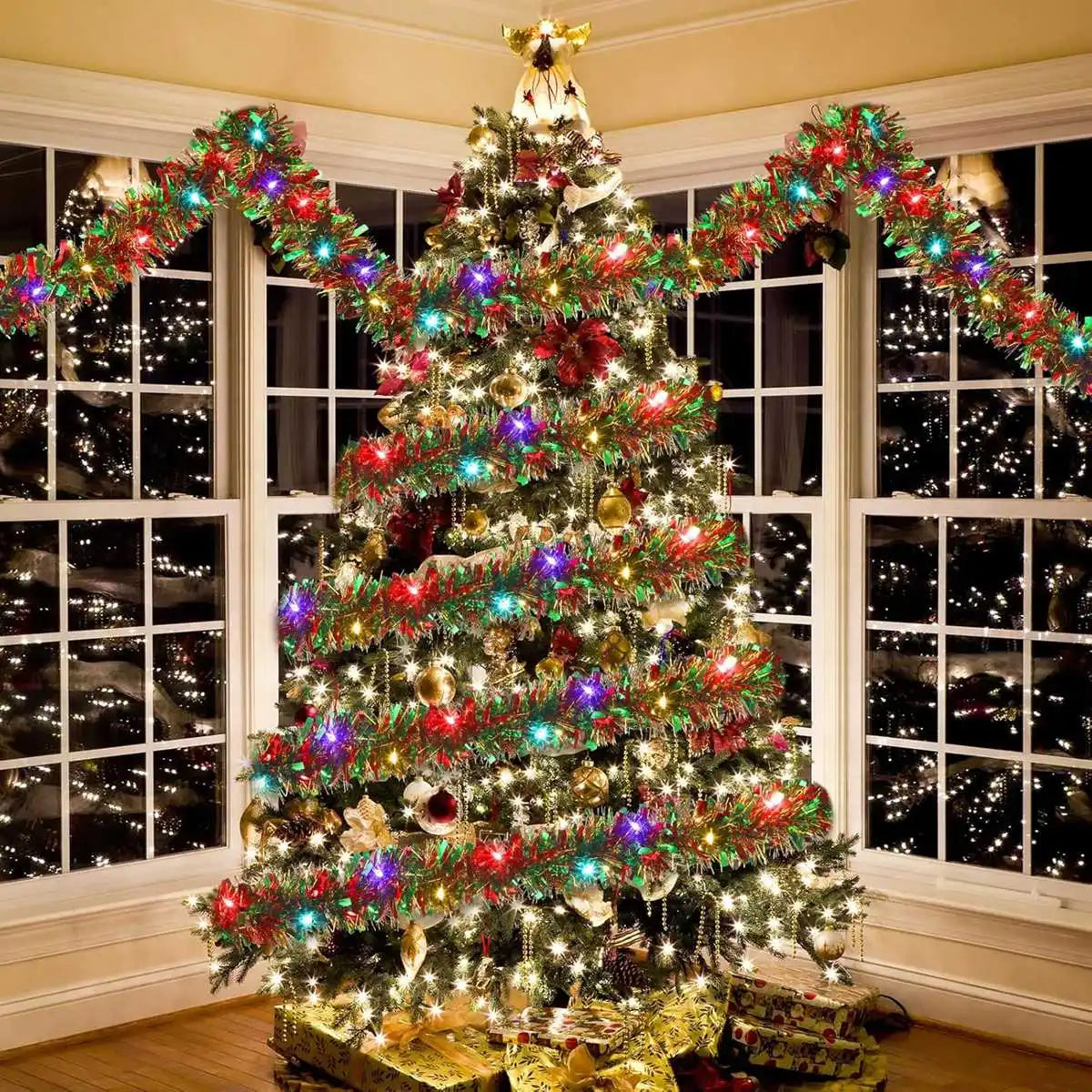 Guirlande de Noël métallisée avec LED