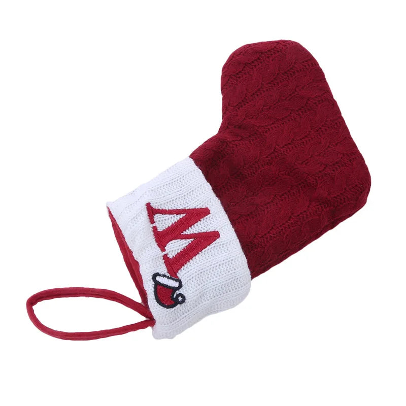 Chaussette de Noël avec lettre, flocon, déco sapin