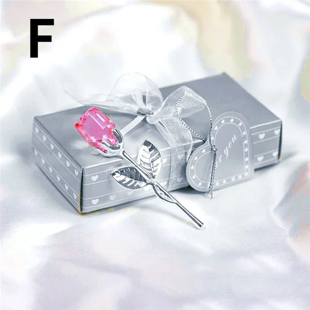 Rose en Cristal 6 Couleurs – Cadeau Amour & Déco Maison