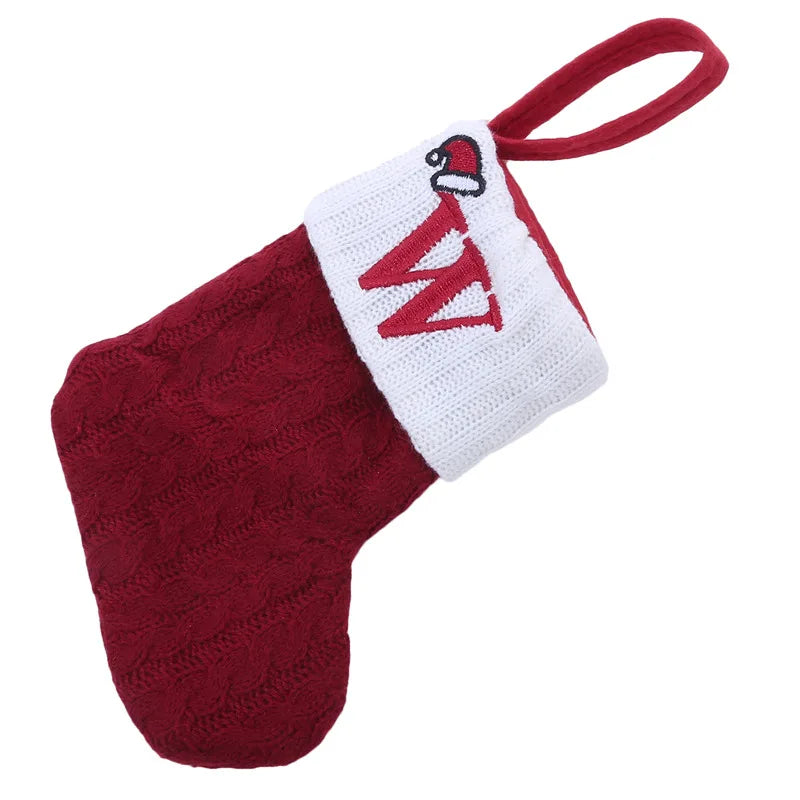 Chaussette de Noël avec lettre, flocon, déco sapin