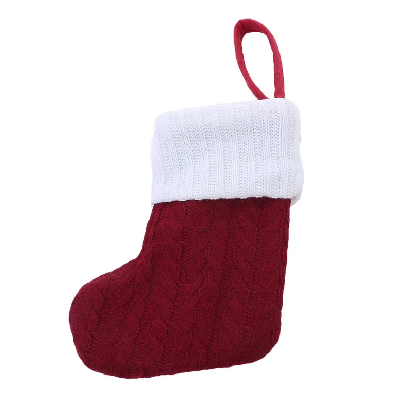 Chaussette de Noël avec lettre, flocon, déco sapin