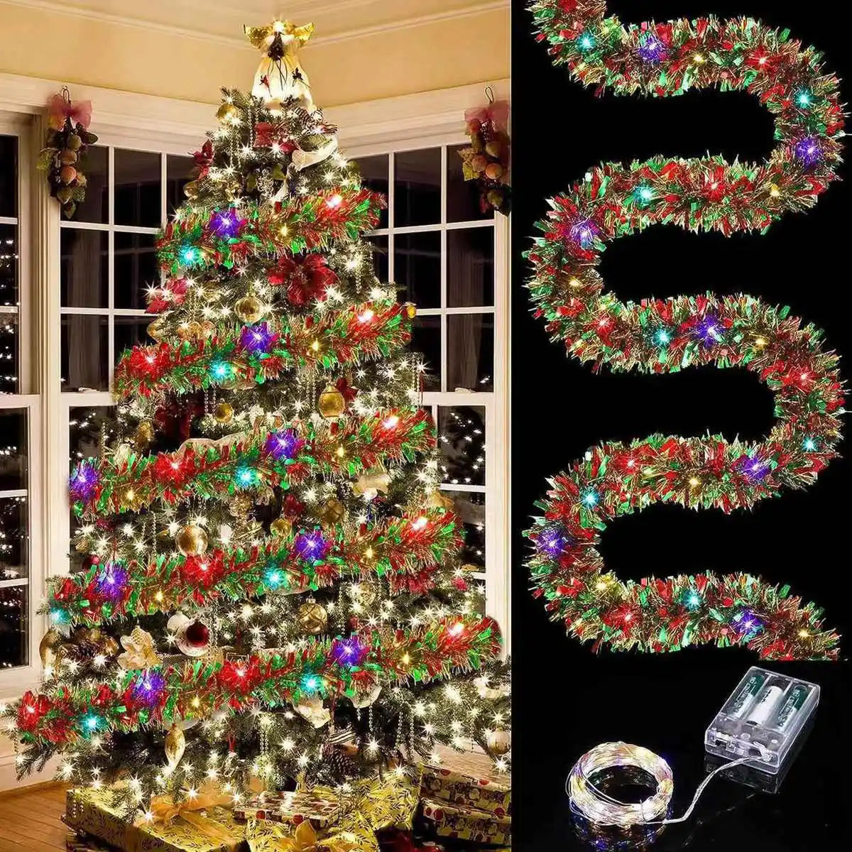 Guirlande de Noël métallisée avec LED