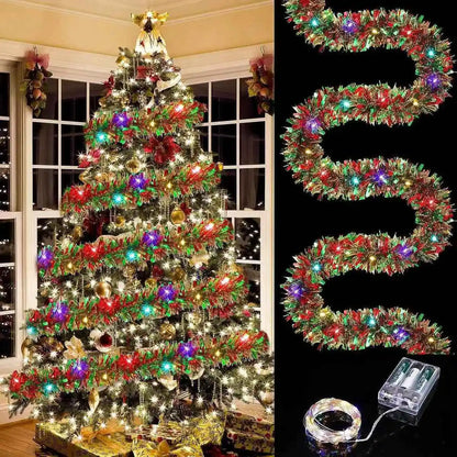 Guirlande de Noël métallisée avec LED