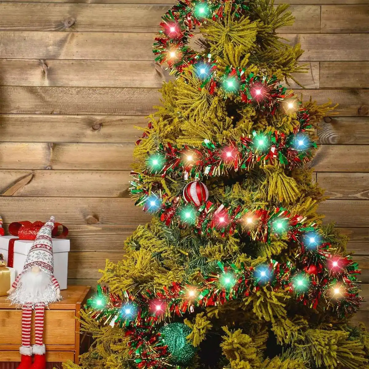Guirlande de Noël métallisée avec LED