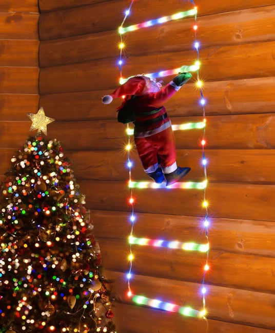 Père Noël LED grimpant – Échelle lumineuse 1,5/3 m