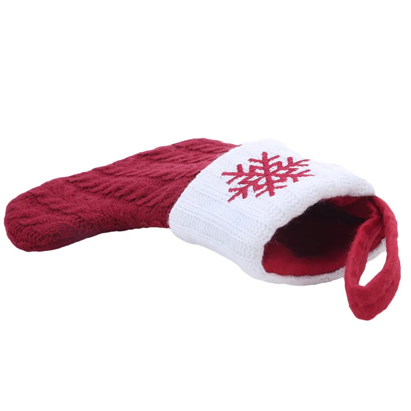 Chaussette de Noël avec lettre, flocon, déco sapin