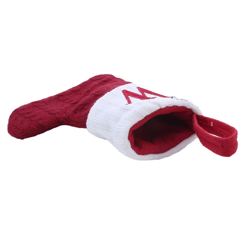 Chaussette de Noël avec lettre, flocon, déco sapin
