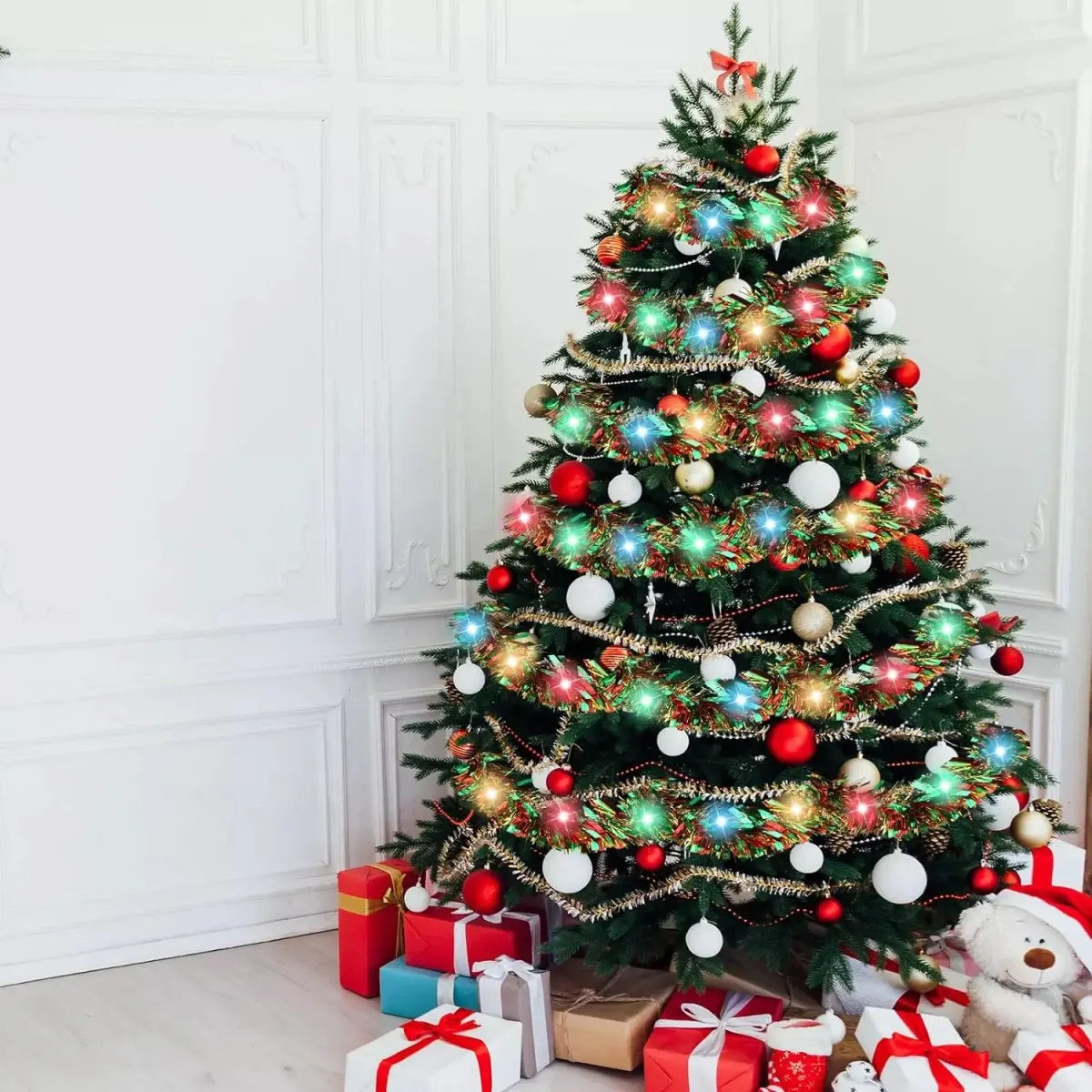 Guirlande de Noël métallisée avec LED