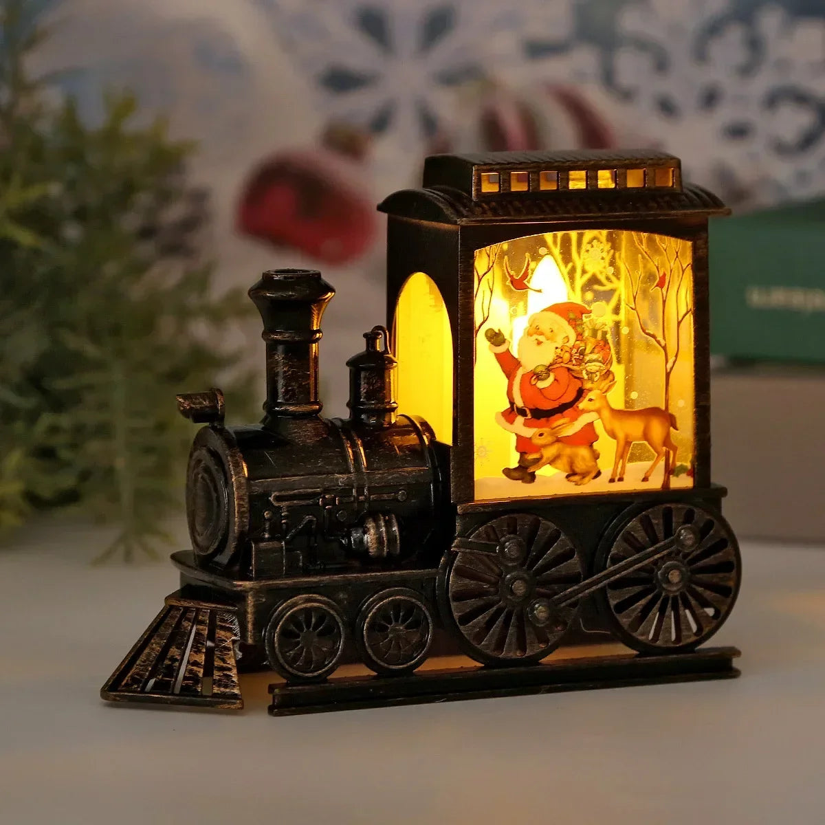 Lanterne de Noël Vintage LED en Forme de Train
