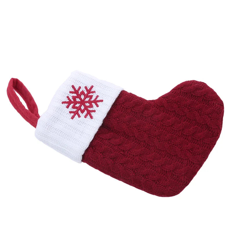 Chaussette de Noël avec lettre, flocon, déco sapin
