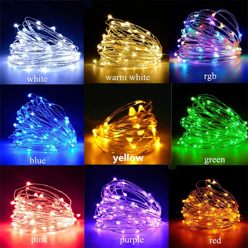 Guirlande lumineuse cuivre 20M – 200 LED féériques USB